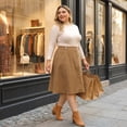 thumbnail image 3 of Agnes Orinda Women's Plus Size Skirt Casual Knee a Line Faux Suede Skirts, 3 of 8