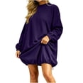 thumbnail image 3 of Yeaiivve Womens Oversized Sweatshirts Dress Adjustable Drawstring Balloon Hem Tunic Sweatshirt Fashion Casual Long Sleeve Pullover Tops with Pockets Purple,S, 3 of 9