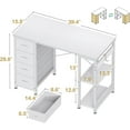 thumbnail image 3 of 40 Inch Small White Computer Desk with 4 Fabric Drawers, Modern Office Desk for Home Office Gaming with Storage Shelves Study, White, 3 of 7