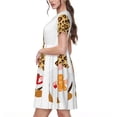 thumbnail image 2 of Easygdp Christmas Gnomes In Leopard para Vestido Transpirable de Mujer, Vestido Suelto de Manga Corta con Pliegues y Bolsillos para el Verano, 2 of 6