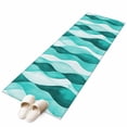 thumbnail image 2 of 2x6 Kitchen Runner Rug, Turquoise Stripes Non-Skid Rubber Backing Large Rectangle Rugs - Living Room Bedroom Home Office, Vintage Farmhouse Ripple Texture Art Indoor Floor Mat Carpets Washable Rug, 2 of 9
