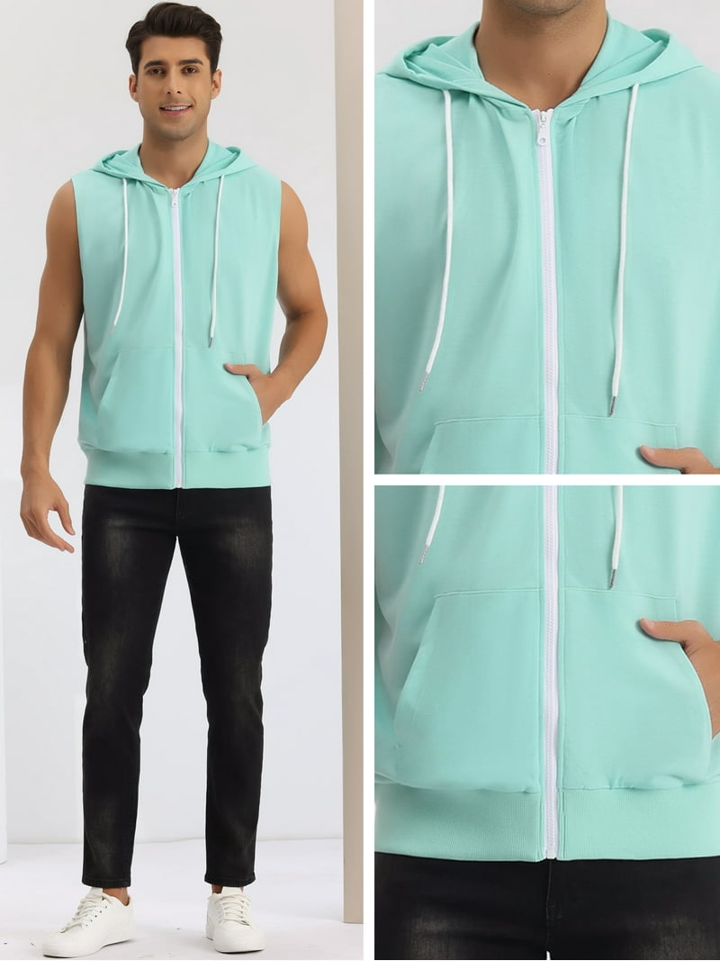 ☆新品☆ 8yards Men’s BIG HOODIE VEST Bargains men's Sleeveless Hoodie Zipper Drawstring - Walmart.com