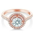 thumbnail image 2 of Gem Stone King 1.11 Ct White 18K Rose Gold Plated Silver Ring Set with Zirconia (Size 8), 2 of 2