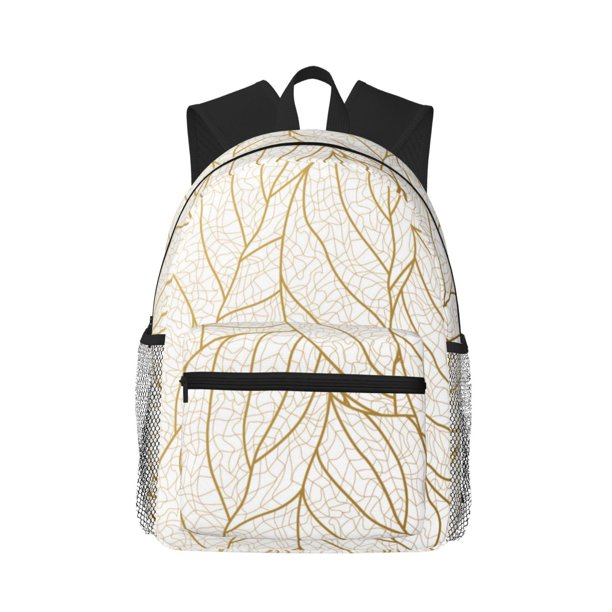 Easygdp Elegant Gold Leaf Pattern Mochila Casual para Portátil, Mochila para Escuela, Viajes, Negocios