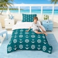 thumbnail image 3 of Manfei Vintage Anchor Rudder Twin Comforter Sets for Kids Boys and Girls, White Turqoise Nautical Theme Bedding Set, Reversible 2-Piece, 1 Comforter and 1 Pillowcase, 3 of 6