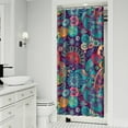 thumbnail image 2 of Small Stall Narrow Shower Curtain 36"W x 72"L – Tropical Bohemian Leaves, Mid-Century Abstract Boho Botanical Bathroom Decor, Vintage Floral Palm Leaf Pattern, Rustic Tribal Folk Style, 2 of 5