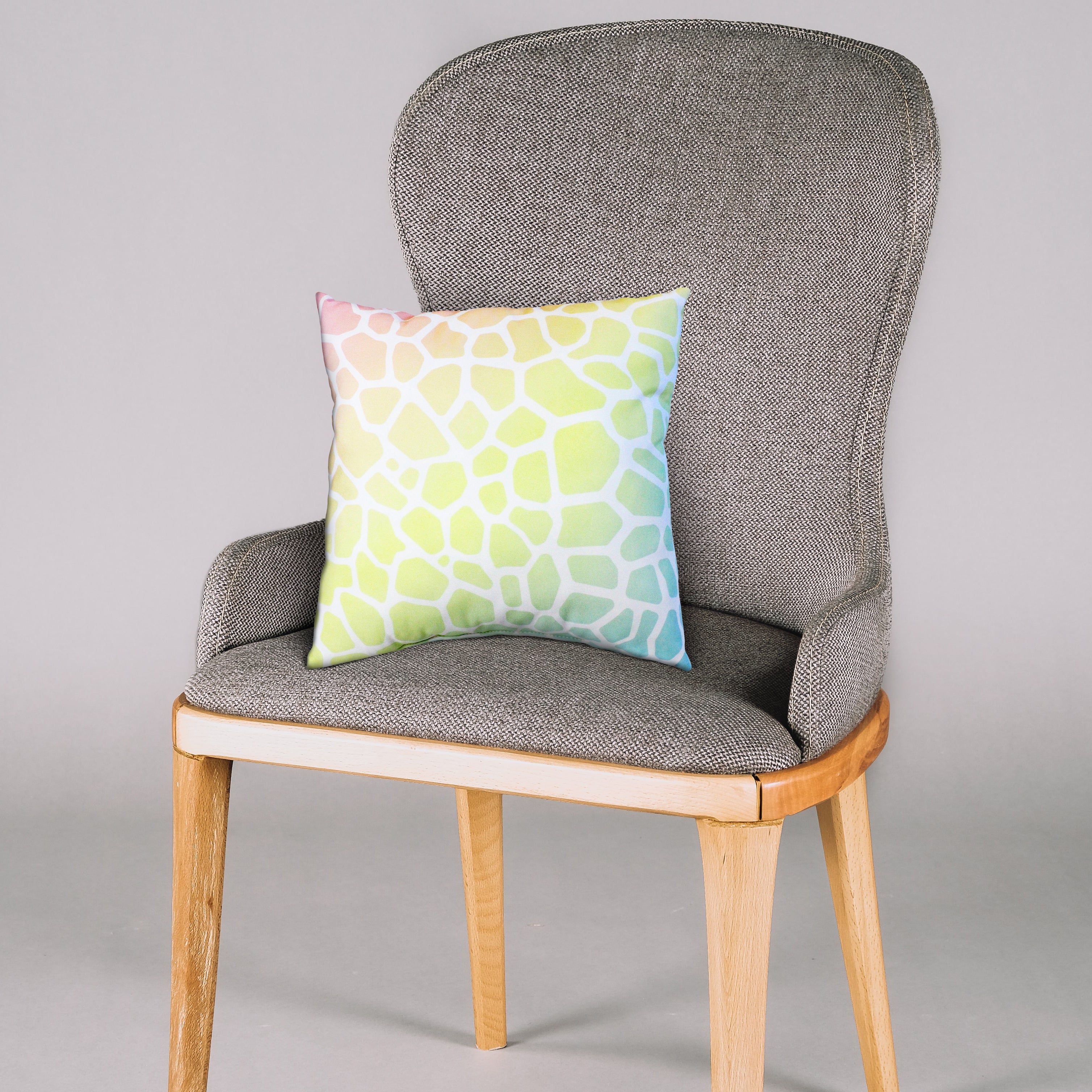 Everything Comfy Giraffe Print Decorative Throw Pillow, 16x16 Inch, Pastel Gradient,