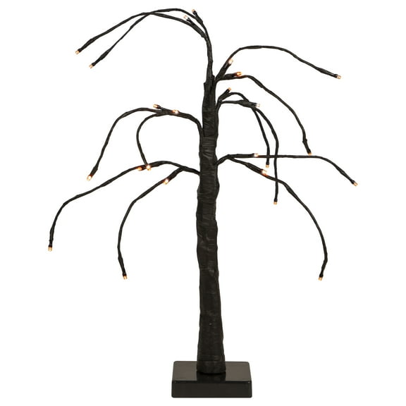 Northlight Pre-Lit Weeping Halloween Twig Tree - 24" - Black - LED Orange Lights