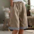 thumbnail image 2 of Shorts for Women with Pockets 100% Cotton Elastic Loose Straight Striped Cuff Half Shorts, 2 of 8