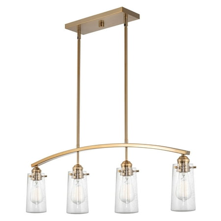 

Kira Home Rayne 33 4-Light Modern Farmhouse Arched Island Light + Seeded Glass Shades Cool Brass Finish