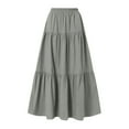 thumbnail image 4 of Women's Linen Solid A Line Wrap Skirt - Drawstring, Ruffle Hem, High Waisted, Sexy Beach Maxi Skirt, 4 of 4