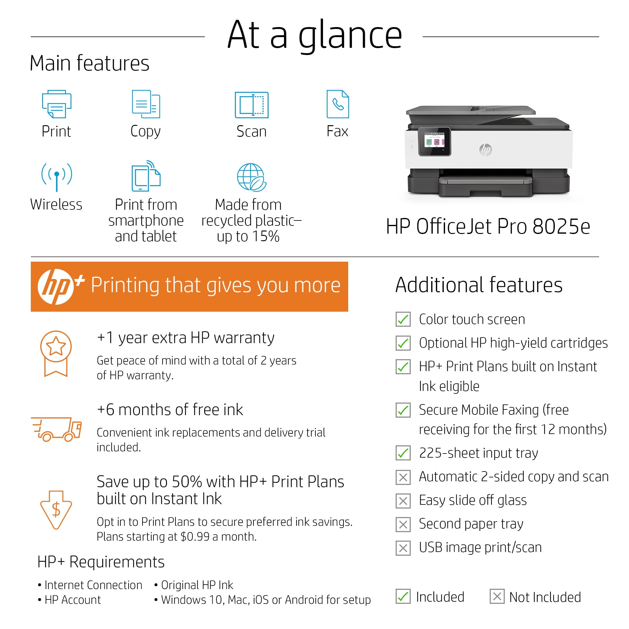 HP - Imprimante HP officejet pro 8025e multifonction Couleur jet d
