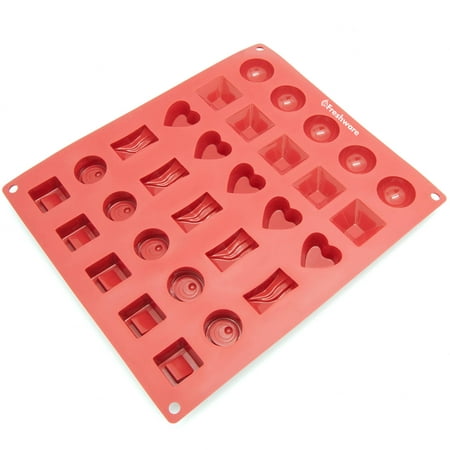 Freshware 30-Cavity Silicone Mold for Assorted Chocolate, Candy, Gummy and Jelly,