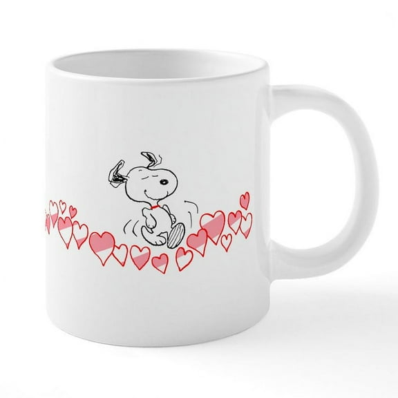 CafePress - Snoopy Hearts - 20 Oz White Ceramic Mega Mug