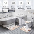 thumbnail image 6 of Rustic Flower Bathroom Rugs Set Watercolor Butterfly Plant Non Slip Absorbent Soft Bath Mats 3 Piece Set with Bathroom Rug, U-Shaped Floor Mat, Toilet Seat Cover Small Size, 6 of 9