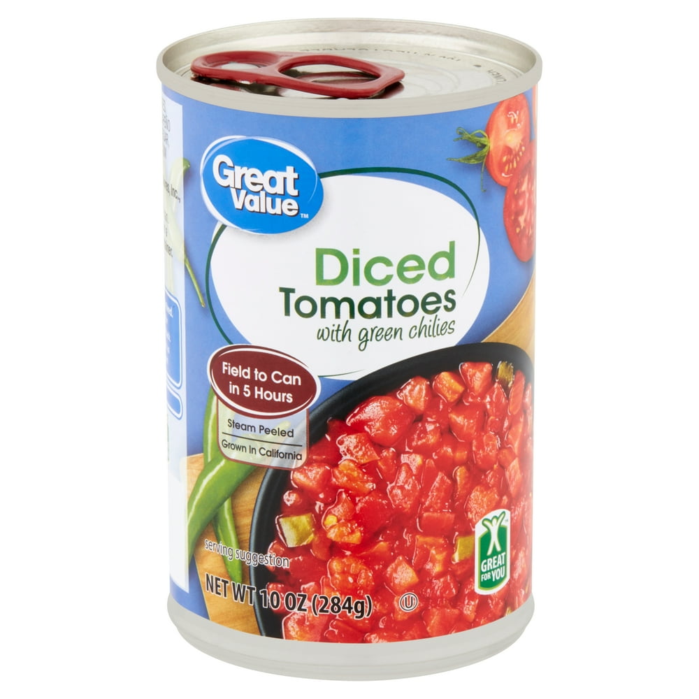 Great Value Diced Tomatoes with Green Chilies, 10 oz
