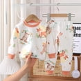 thumbnail image 2 of Ropa de Otoño de algodón puro para niños y niñas, traje largo de calzoncillos, pijamas para bebés, ropa para el hogar, 2 of 4