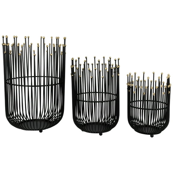 Northlight Medieval Style Iron Pillar Candle Holders - 12.75" - Black - Set of 3