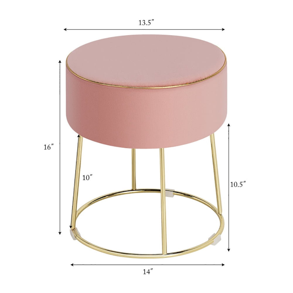 Finihen Round Velvet Ottoman, Footrest Stool, Vanity Chair, Velvet Footrest Stool Ottoman with Non-Slip Foot Pads for Bedside, for Living Room, Bedroom, Pink Finihen Round Velvet Ottoman, Footrest Stool, Vanity Chair, Velvet Footrest Stool Ottoman with Non-Slip Foot Pads for Bedside, for Living Room, Bedroom, Pink