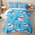 thumbnail image 2 of Manfei Cartoon Shark Twin Quilt Set, Kawaii Sealife Twin Coverlet Set, Bright Blue, 2 Pieces, 1 Bedspread and 1 Pillowcase, 2 of 7