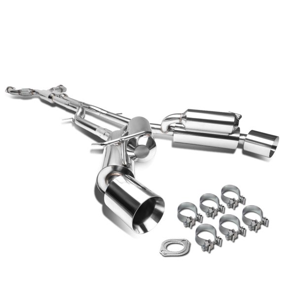 DNA Motoring For 09-20 Nissan 370Z Z34 Dual Muffler 4.5" Rolled Tip Catback Exhaust System Slip Fit