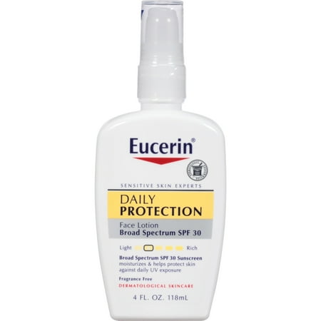 Eucerin Daily Protection Broad Spectrum SPF 30 Sunscreen Moisturizing Face Lotion 4 fl. (Best Zinc Sunscreen For Face)