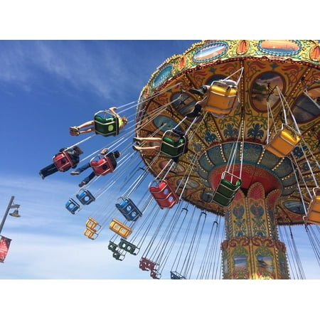 Peel N Stick Poster Of Swings Amusement Activity Carousel Fun Park Ride Poster 24x16 Adhesive Sticker Poster Print
