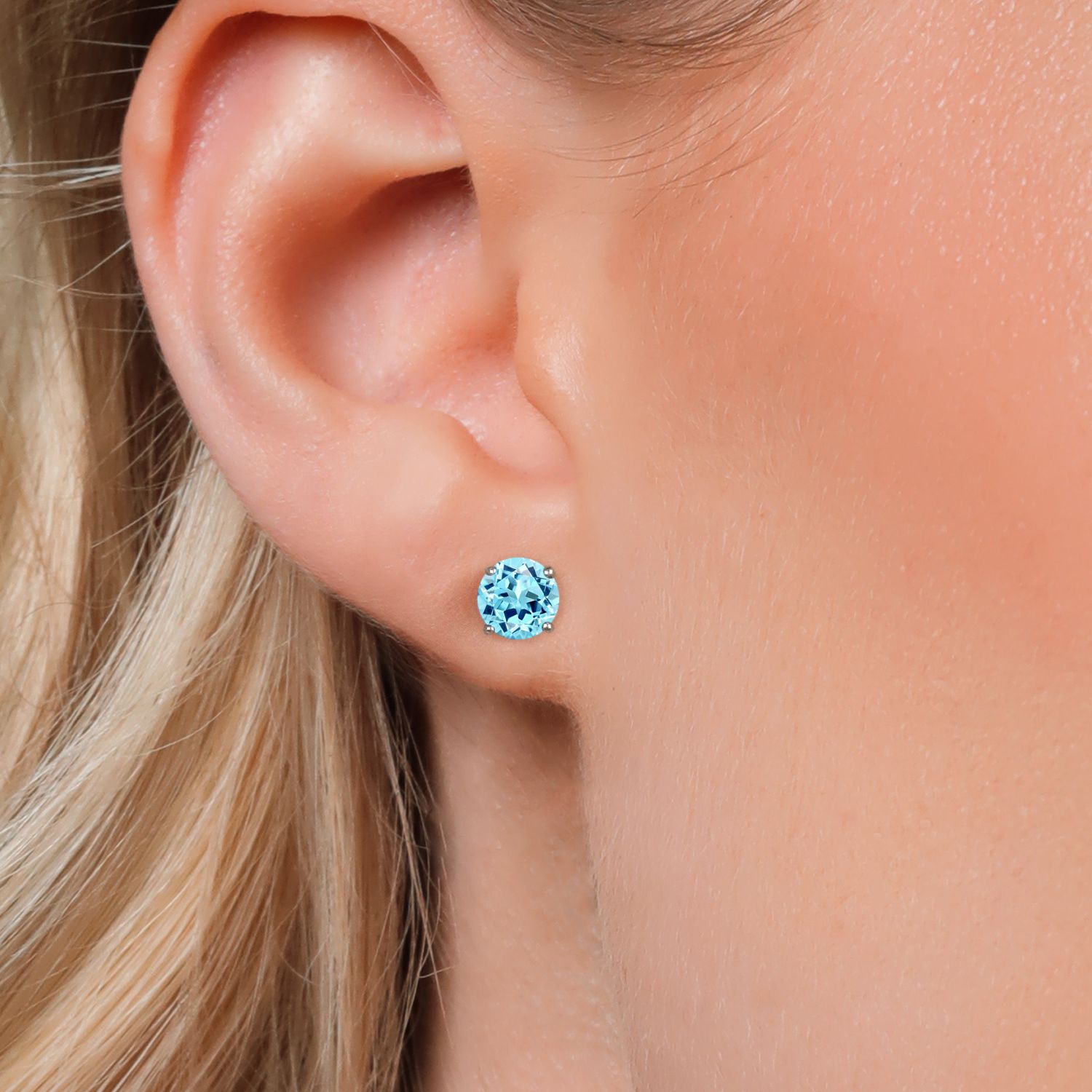 Gem Stone King 925 Sterling Silver Blue Apatite Stud Earrings for Women Men (1.64 Cttw, Gemstone Birthstone, Round 6MM)