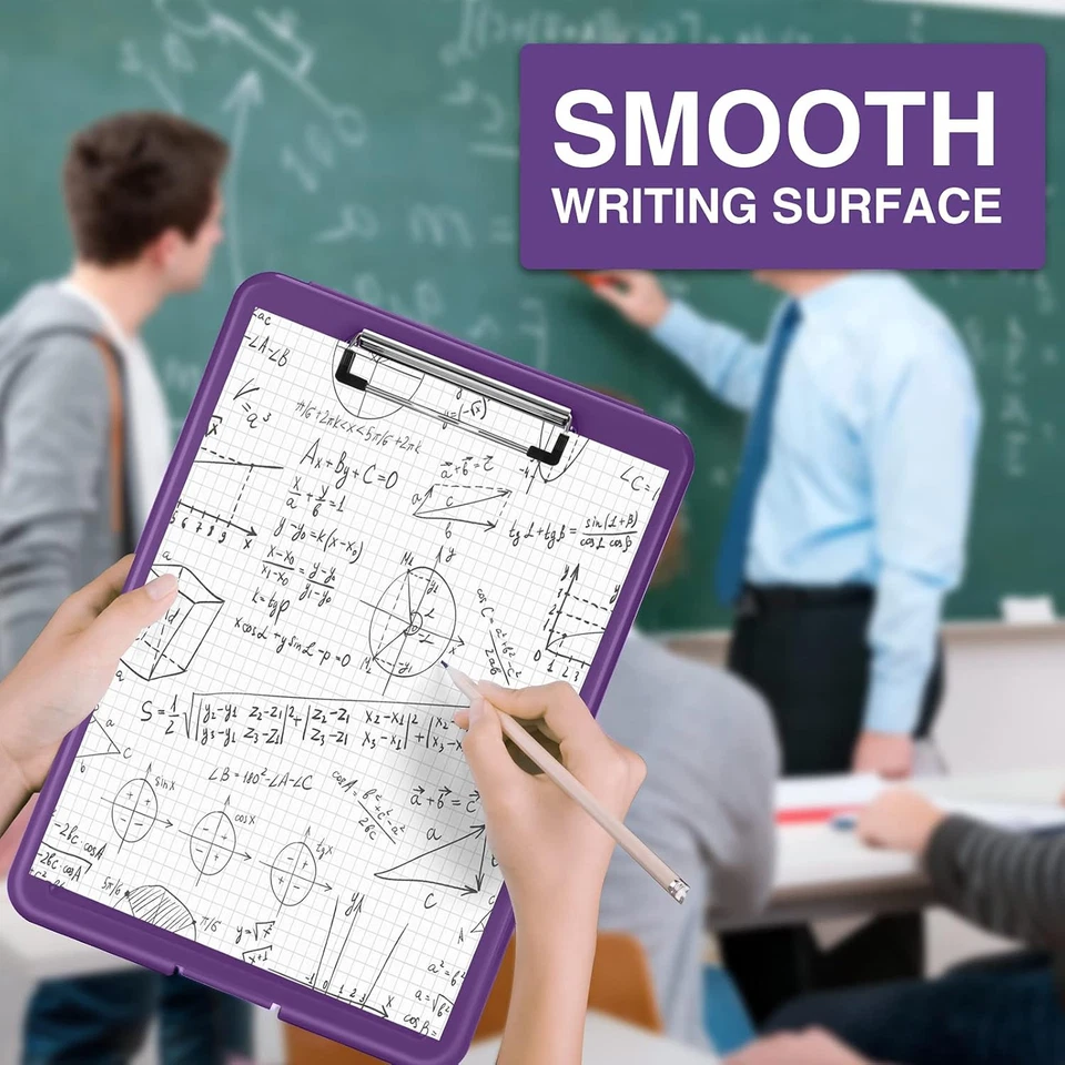 Purple Clipboard With Storage Snap Closure Portable Organizer For Documents 8...