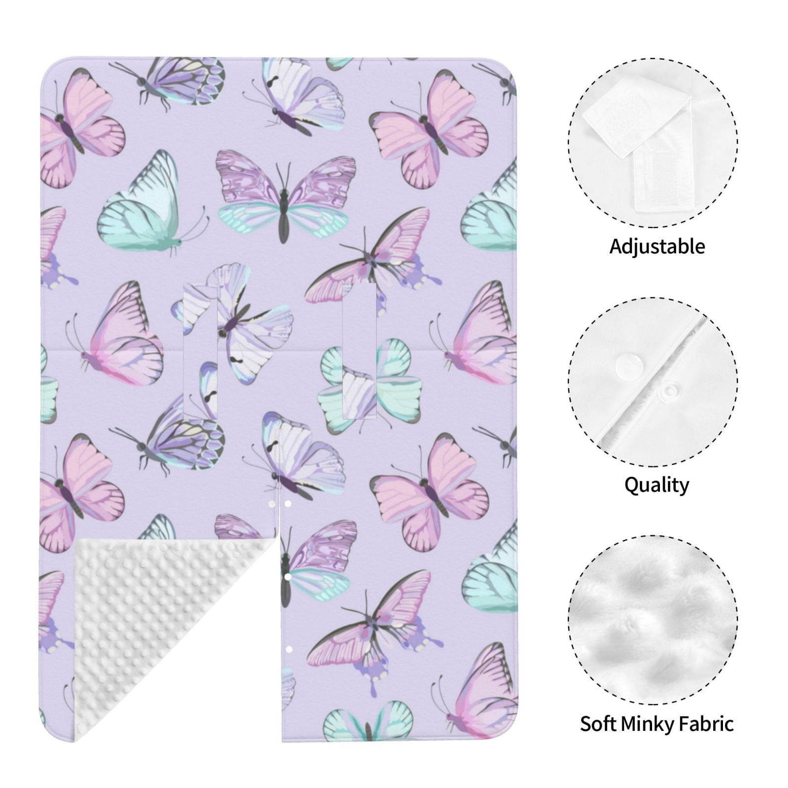 Naloa Purple Butterfly Baby Car Seat Cover, Breathable Baby Carrier Cover, Multiuse Baby Carrier Cover & Nursing Breastfeeding Cover