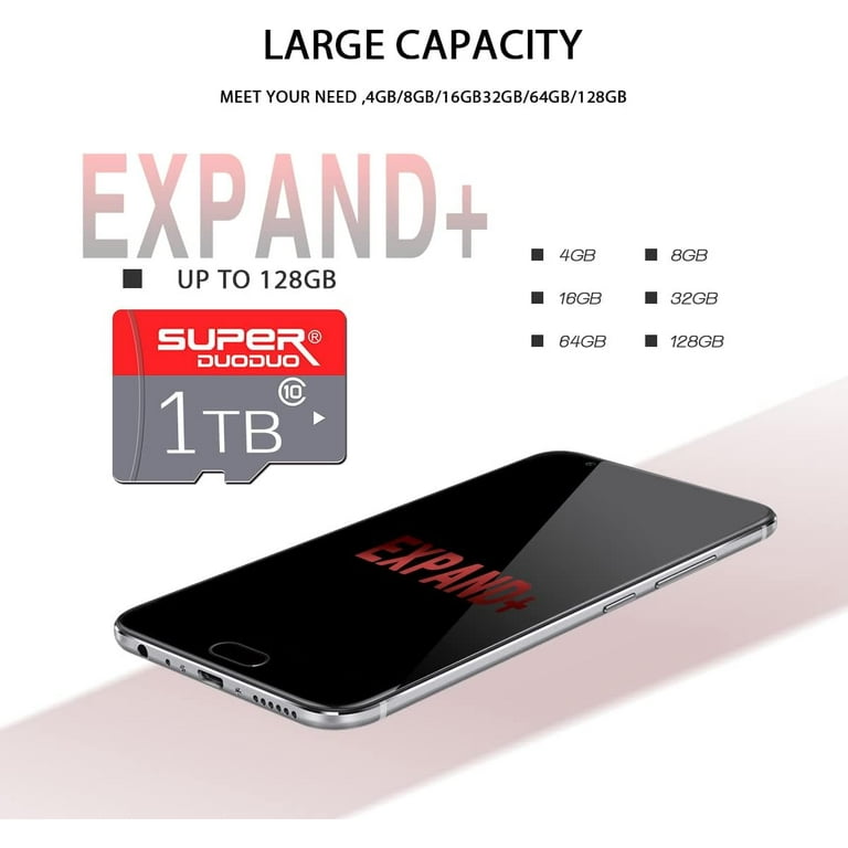 1TB Micro SD High-Speed Memory Card with Adapter, Class 10 TF Card