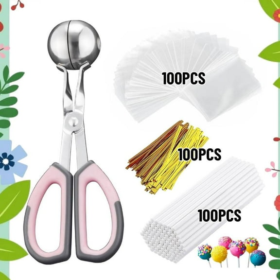 301 PACK Cake Pop Sticks and Wrappers Kit, Including Paper Lollipop Sticks, Clear Candy Treat Bags Parcel, Gold Twist Ties for Cakepop, Lollipop, Suckers, Chocolate