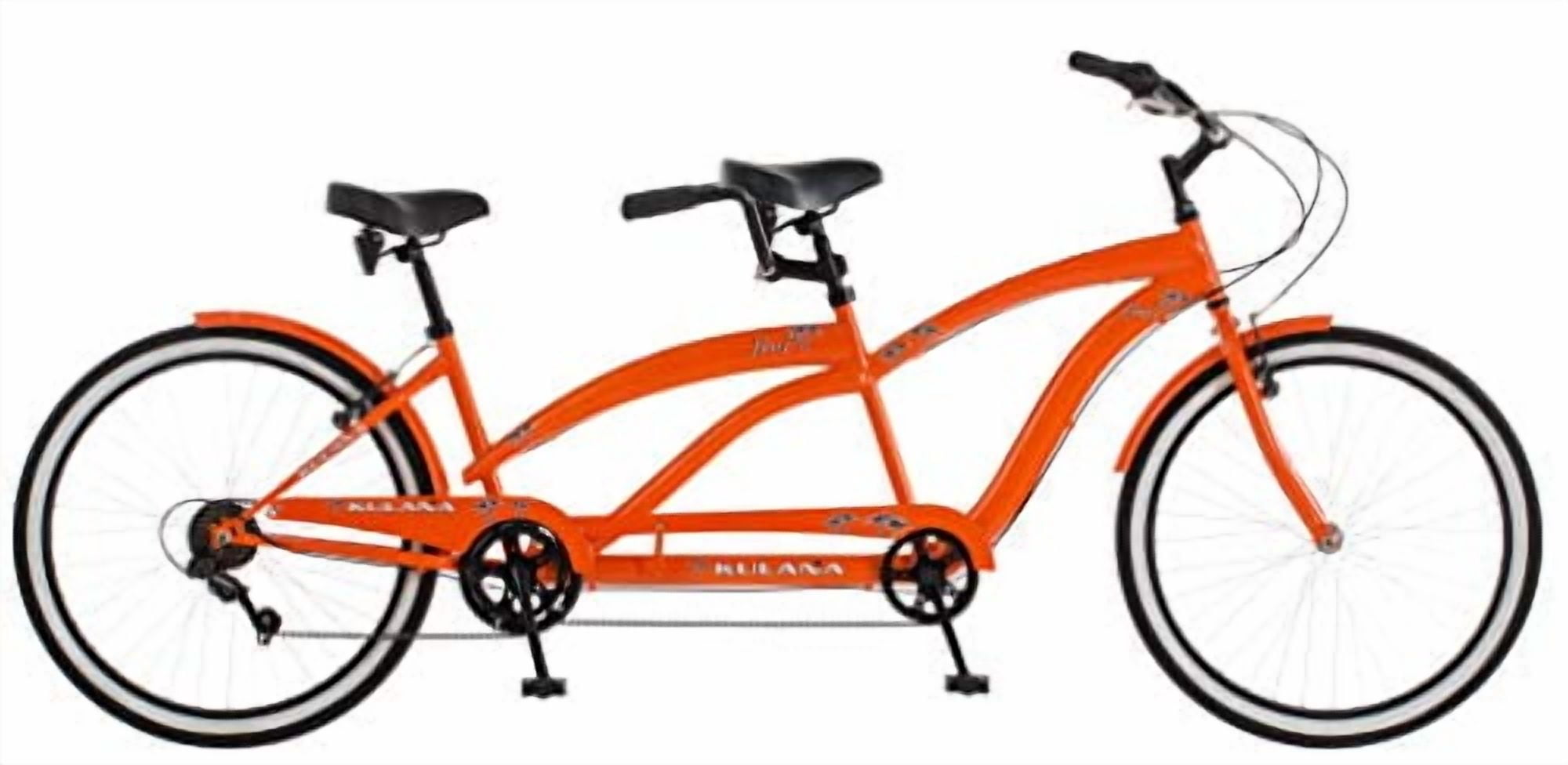 Kulana Lua Tandem Adult Beach Cruiser Bike, 26-Inch Wheels, 7-Speed, Orange