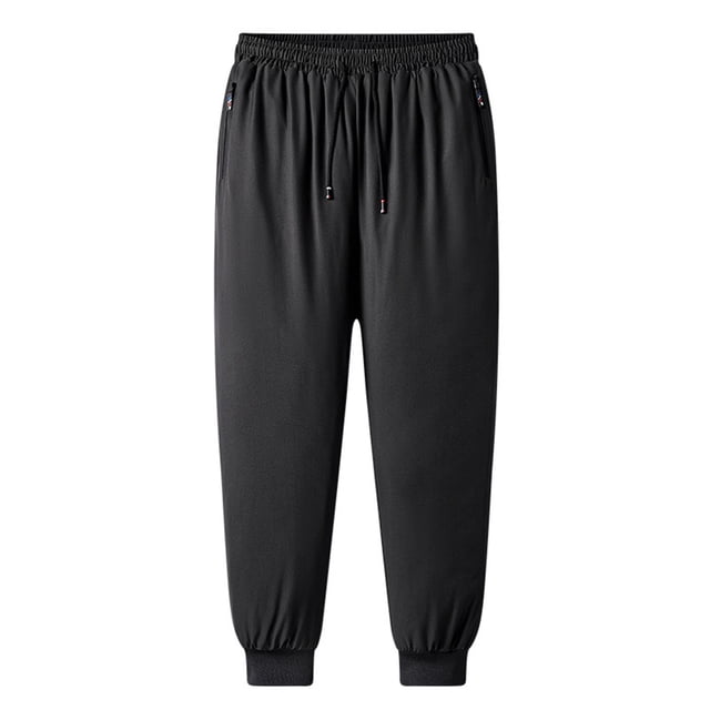 Winter Men's Lambing Fleece Windproof Cotton Fleece Sports Pants - Straight Leg, Leg Binding, Oversized Fit