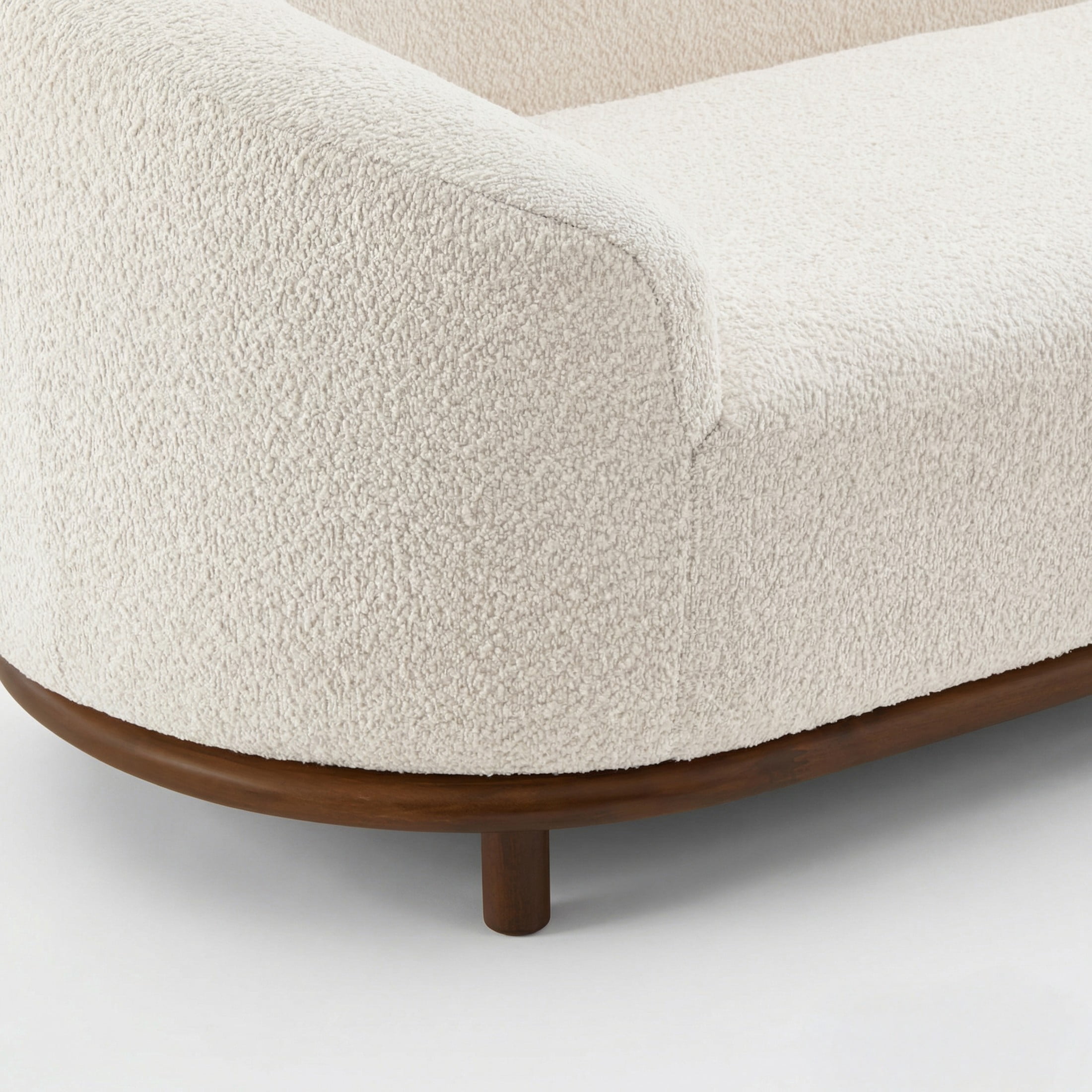 Christopher Knight Home Modern Boucle Chaise Lounge Sofa with 3 Seats, Solid Wood Frame, White