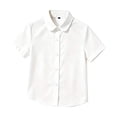 thumbnail image 6 of HCYSFG Uniform Shirts For Girls Peter Pan Collar Short Sleeve Button Down Solid Color Student Blouse Back To School Style Top, 6 of 7