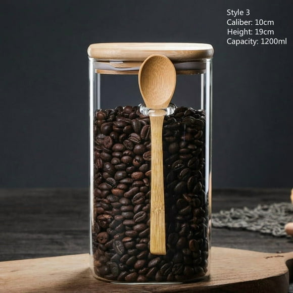 Contenant de Rangement en Verre en Boîte avec Cuillère