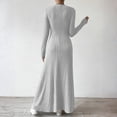 thumbnail image 4 of Knitted Maxi Dress Women Elegant Party Autumn Winter O Neck Long Sleeves Sexy Slim Long Dresses Casual Holiday Street Dress Elegant Party Dresses 2025 Light Gray M, 4 of 5