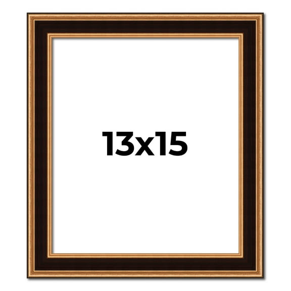 13x15 Frame Gold Brown Plein Air Vintage Solid Wood Picture Frame | 1.75 Inches Moulding Width |