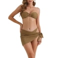 thumbnail image 1 of INSPIRAR CHIC Conjunto de Bikini de Mujer O Ring de 3 Piezas con Parte Inferior Triangular y Cubierta de Parte Inferior Trajes de Baño Talla X-Small Café, 1 of 5