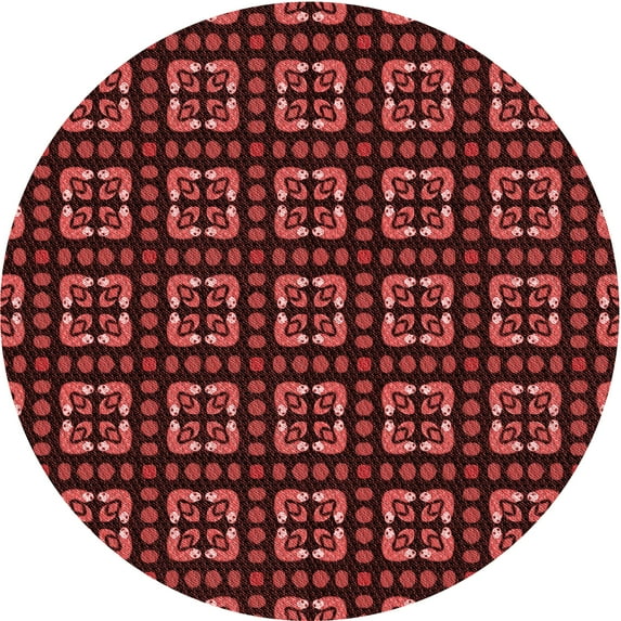 Ahgly Company Machine Washable Indoor Round Transitional Grapefruit Red Area Rugs, 3' Round