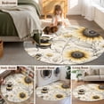 thumbnail image 6 of Sunflowers Bees Round Area Rug 6 FT, Non Slip Bedroom Area Rug, Summer Vintage Flowers Leaf Plant Washable Soft Circular Carpet Non-Shedding Floor Mat for Kitchen Dining Room Home Office Kids Room, 6 of 9