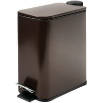 Stainless Steel Small Trash Can with Lid & Step Pedal - 6 Liters/1.6 Gallon Soft Close Garbage Can with Removeable Inner Bucket - Trash Cans for Bathroom, Bedroom, Kitchen & Office (Bronze)