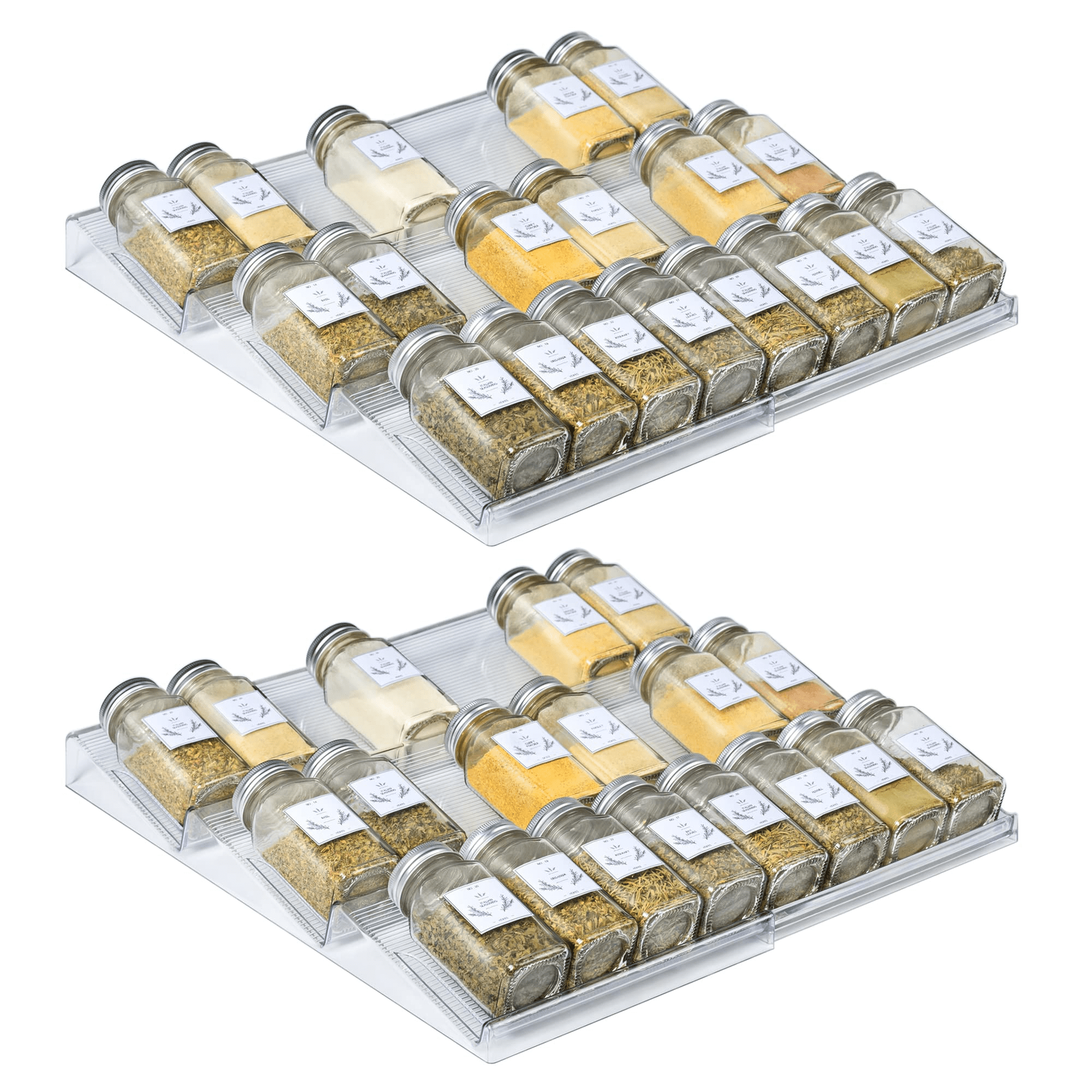 Vtopmart Spice Drawer Organizer, 2 Set Plastic Rack for Kitchen Pantry