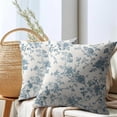 thumbnail image 6 of Smoke Blue Floral Pillow Covers 16x16 Inch Set of 2 Blue Gray and Cream Chinoiserie Flower Outdoor Decorative Throw Pillows Vintage Rustic Toile Pillowcases Cushion Covers for Couch, 6 of 6