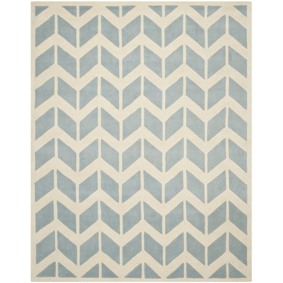 SAFAVIEH Chatham Easton Geometric Wool Area Rug, Blue/Ivory, 6' x 9'