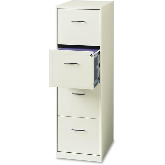 Realspace - File Cabinet - Smart File Steel Letter-Size File Cabinet - File, Soho, Vertical, 4 Drawer - 18" x 14.25" x 46.375" - 46-3/8" h x 14-1/4" w x 18" d - Pearl White