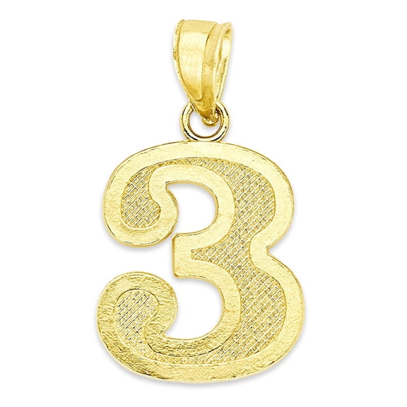 Golden Fire Solid 10k Gold Number Pendant - Sports Jewelry Gifts for Men and Women