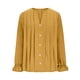 thumbnail image 3 of Tops de Manga Larga de las Mujeres de Color Sólido Casual con Detalle Del Botón Plisado, Blusa de Lino con Cuello en V para el Otoño Diario, 3 of 8