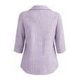 thumbnail image 5 of Miqool Cotton Linen 3/4 Sleeve Button Down Shirts for Women Summer Gingham Plaid Striped Tops Collared Casual Loose Blouse, 5 of 6